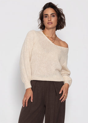 Pullover mit V-Ausschnitt - beige