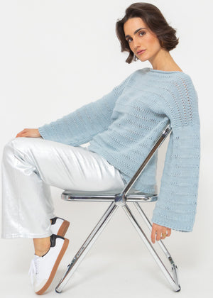 Pullover mit weiten Ärmeln - hellblau