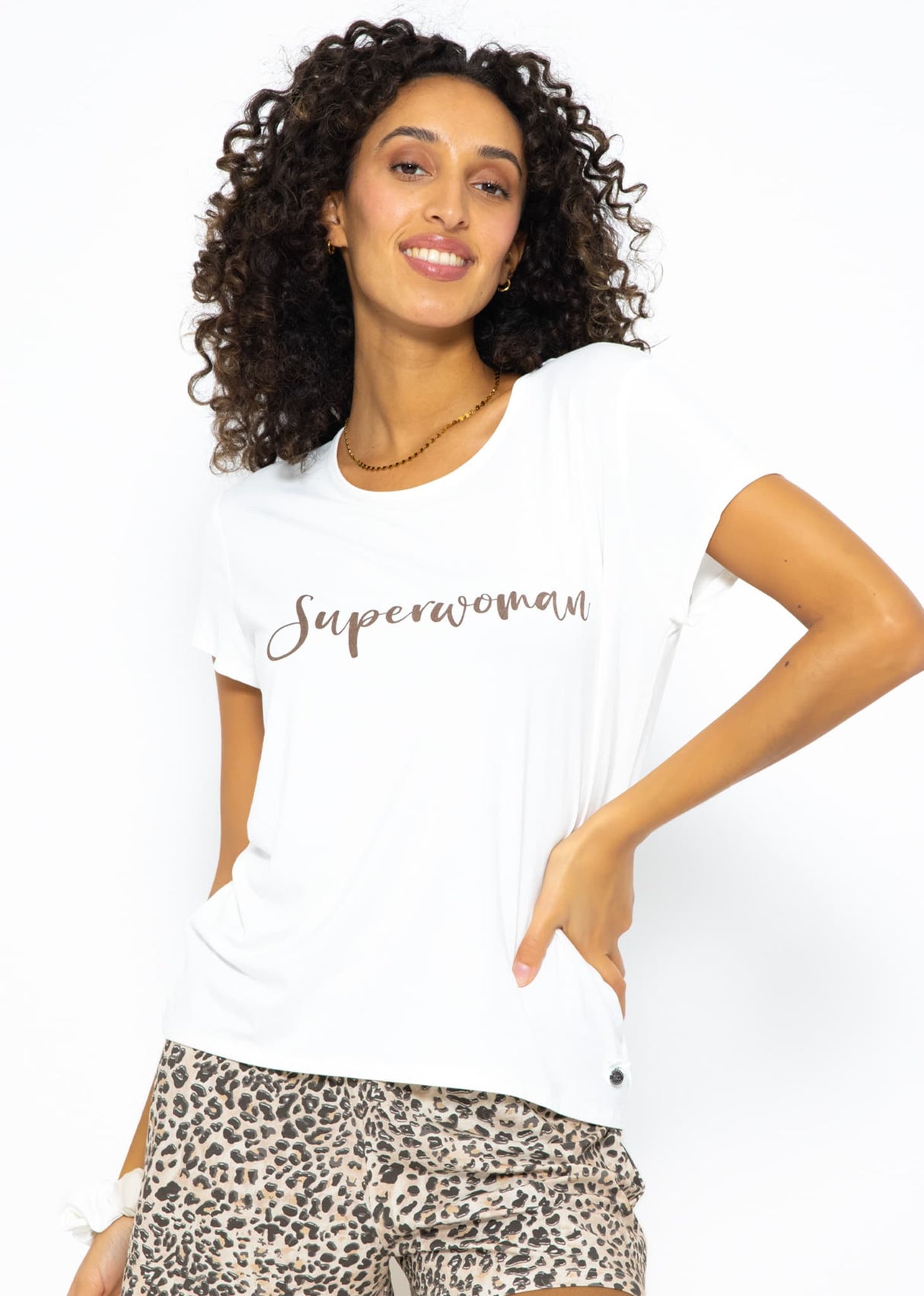 Pajama shirt with print - off-white