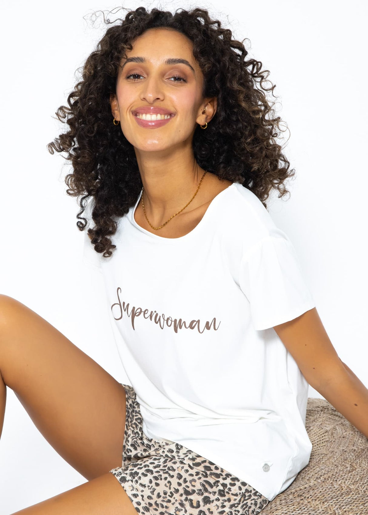 Pajama shirt with print - off-white