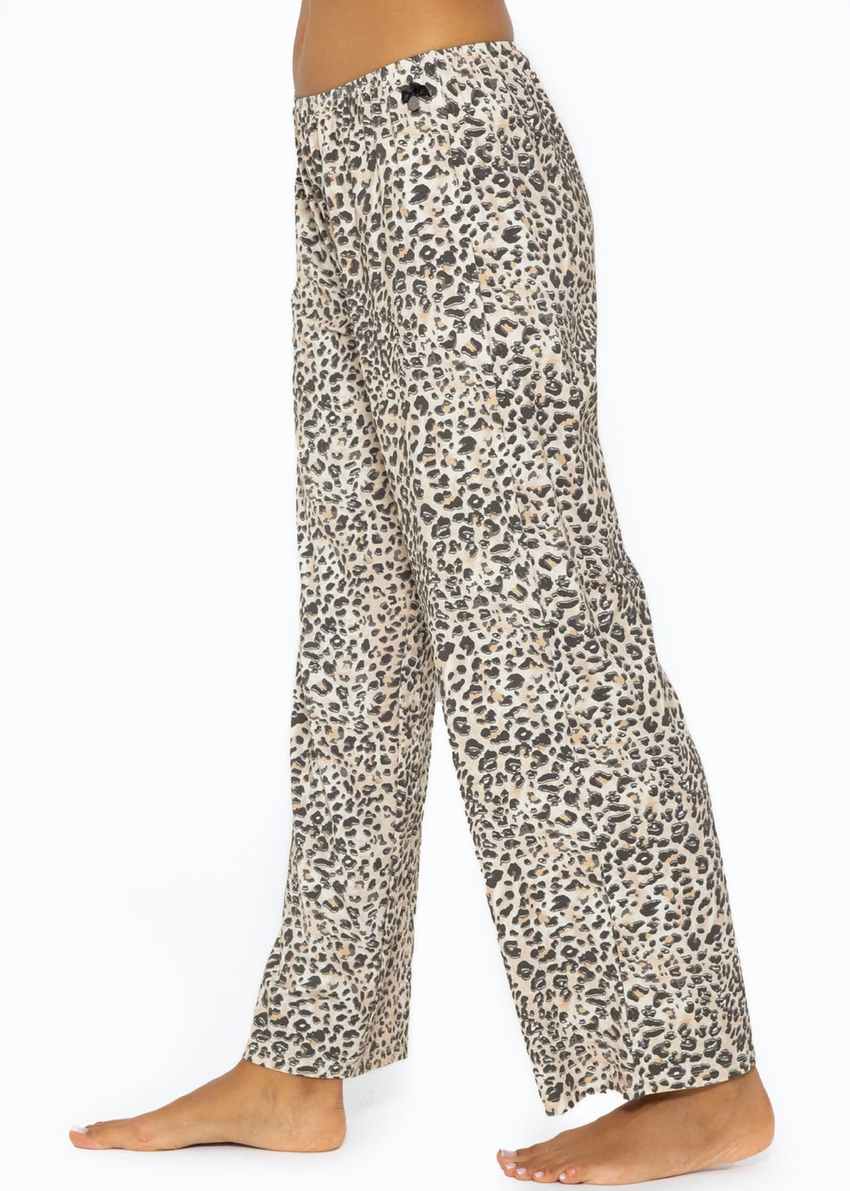 Pajama pants with leopard print - beige