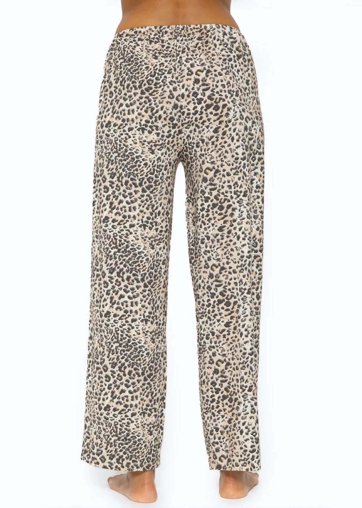 Pajama pants with leopard print - beige