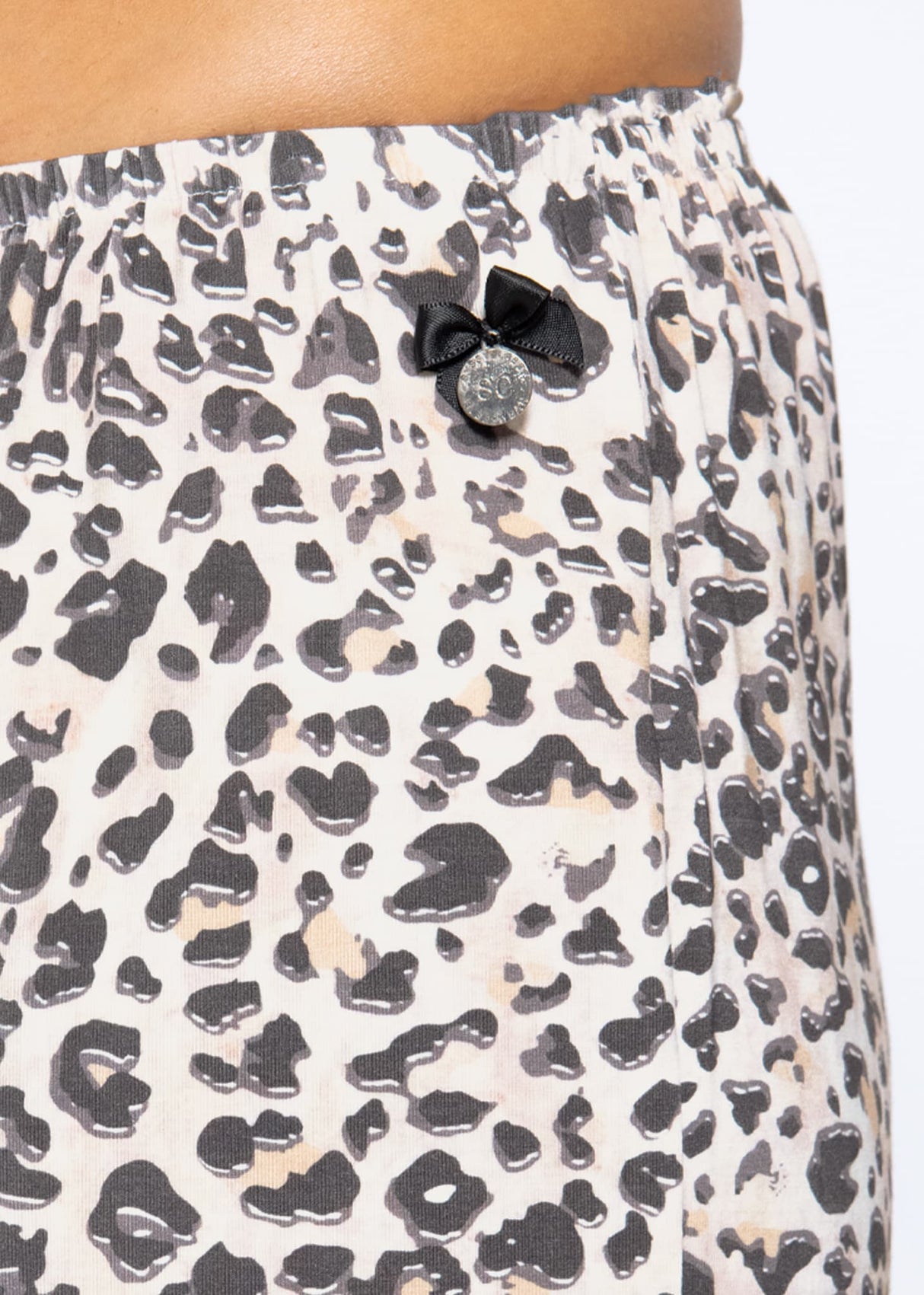 Pajama pants with leopard print - beige