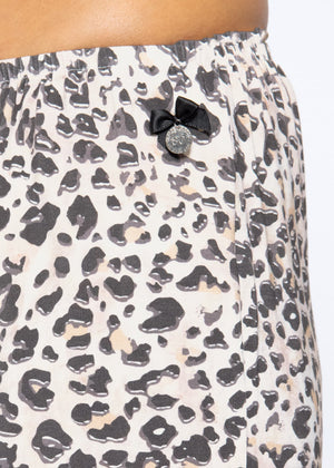 Pajama pants with leopard print - beige