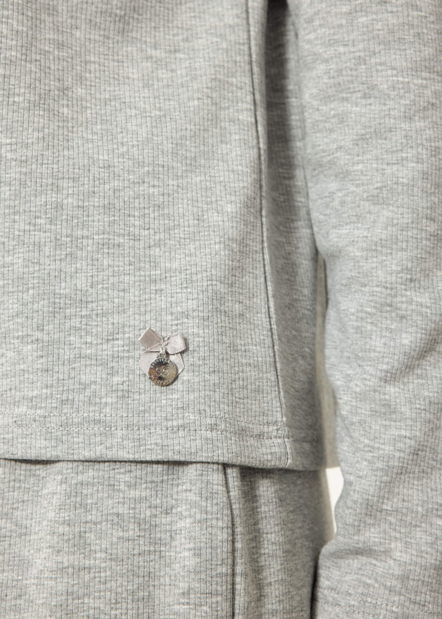 Pyjamashirt Langarm - grau melange