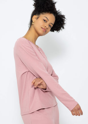 Pyjamashirt Langarm - rosa