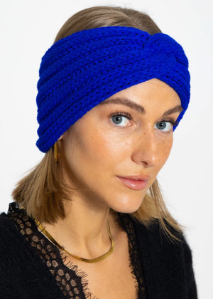Ribbed knit headband - royal blue
