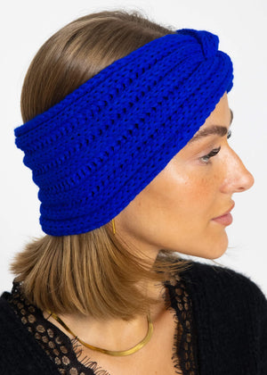 Ribbed knit headband - royal blue