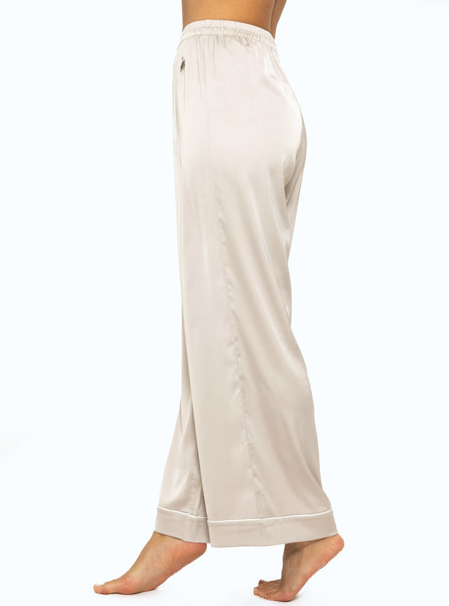 Satin trousers with piping - champagne