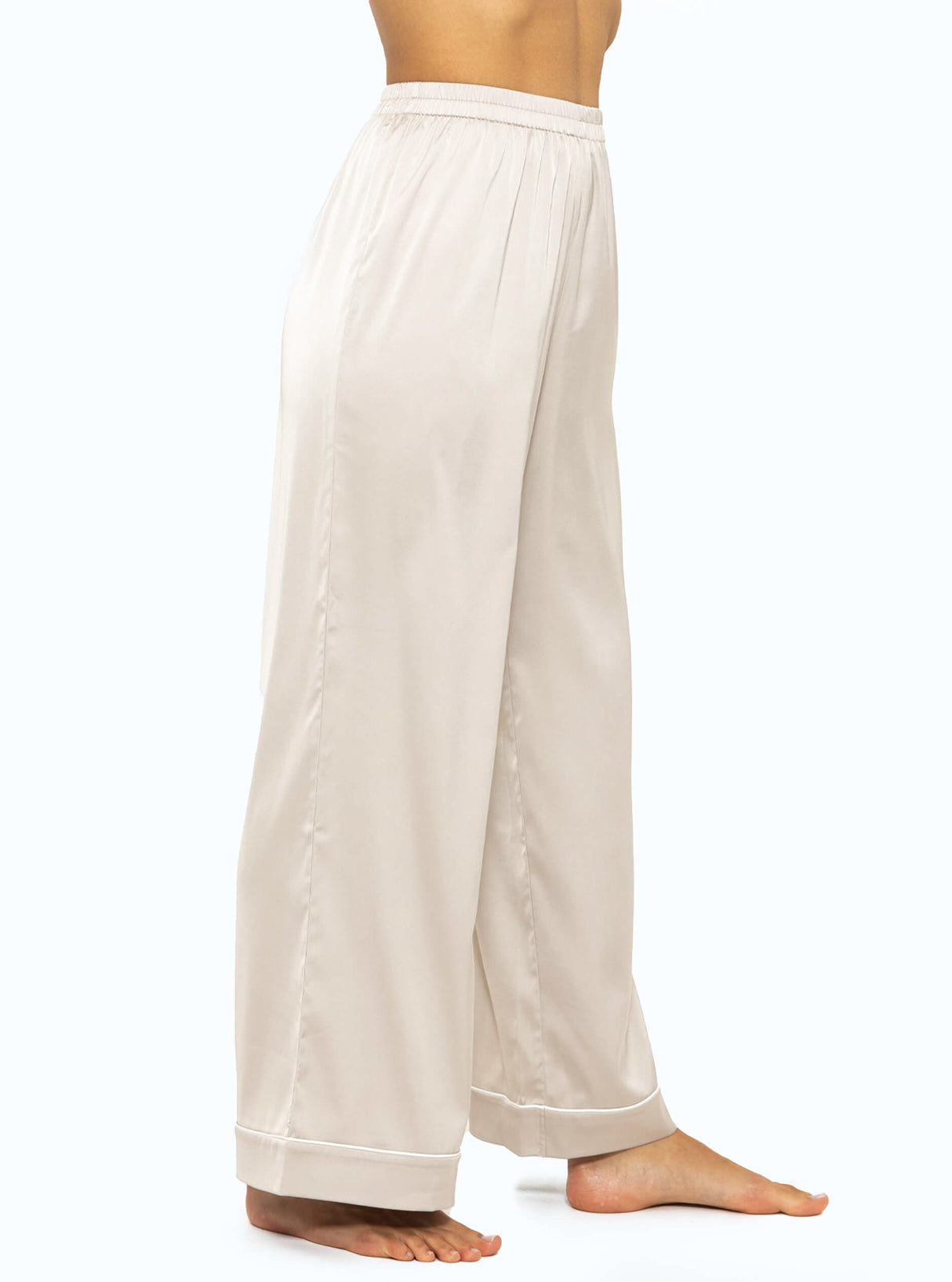 Satin Pants mit Paspel - champagner