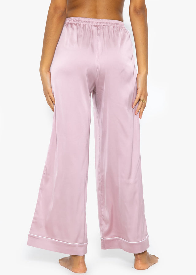 Satin trousers with piping - rose