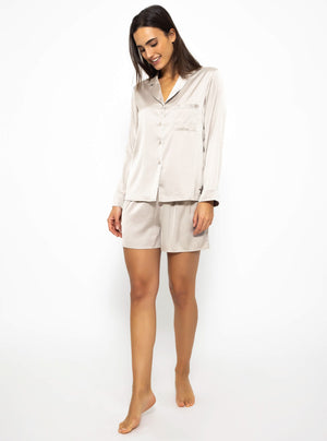 Satin pajama shorts - champagne
