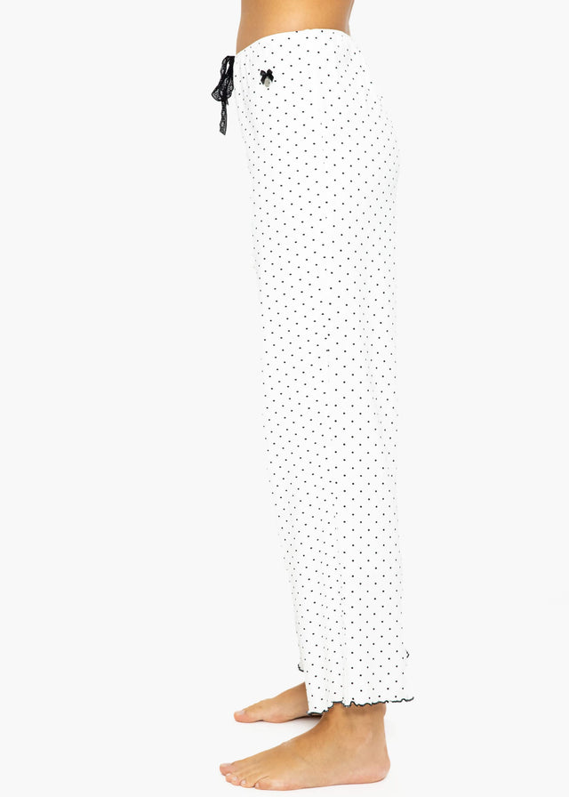 Pyjama trousers with polka dots - white