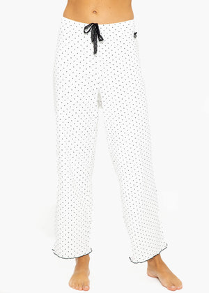 Sleep pants with dots - white
