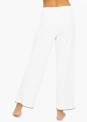 Sleep pants with dots - white
