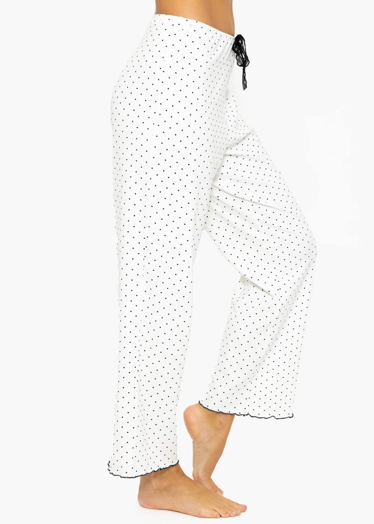 Sleep pants with dots - white
