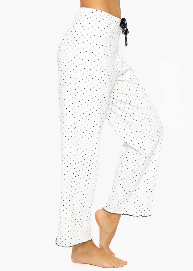 Pyjama trousers with polka dots - white