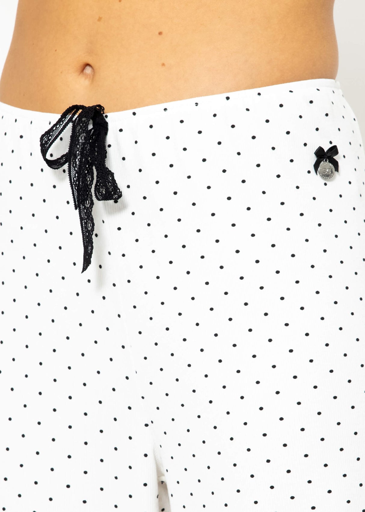 Sleep pants with dots - white
