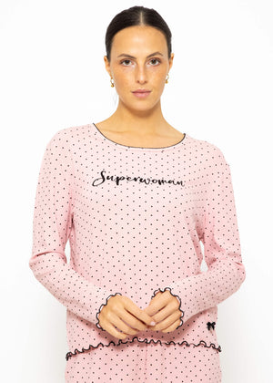Schlafshirt mit Pünktchen - rosa