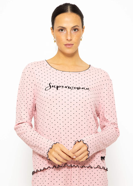 Polka dot pyjama top - rose