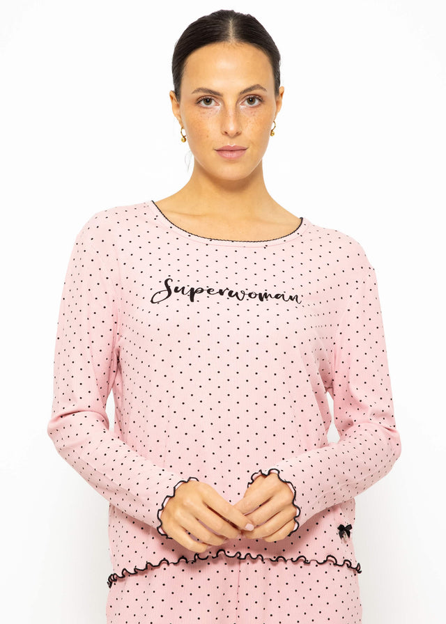 Polka dot pyjama top - rose