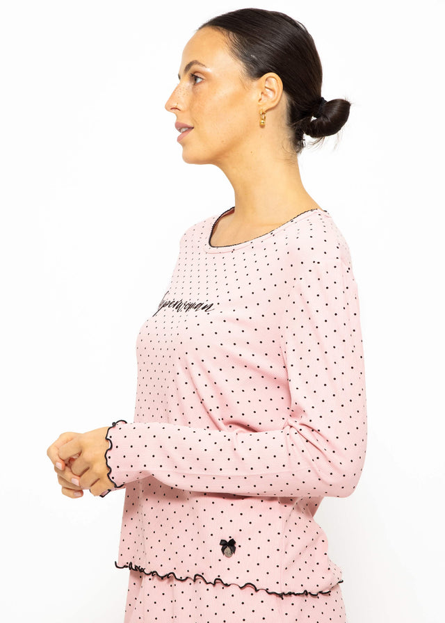 Polka dot pyjama top - rose