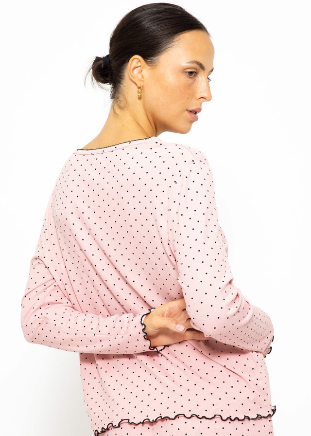 Polka dot pyjama top - rose