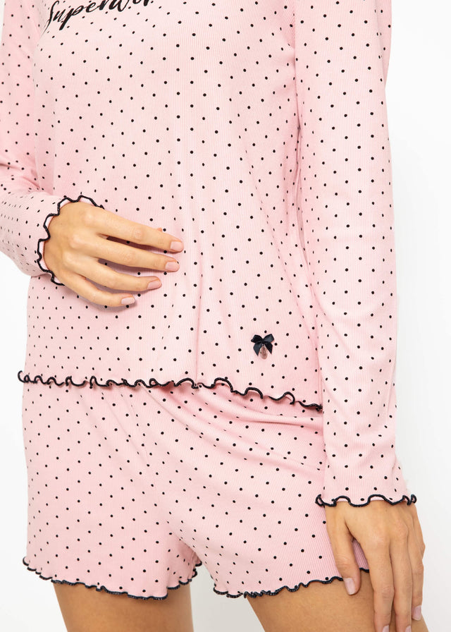Polka dot pyjama top - rose