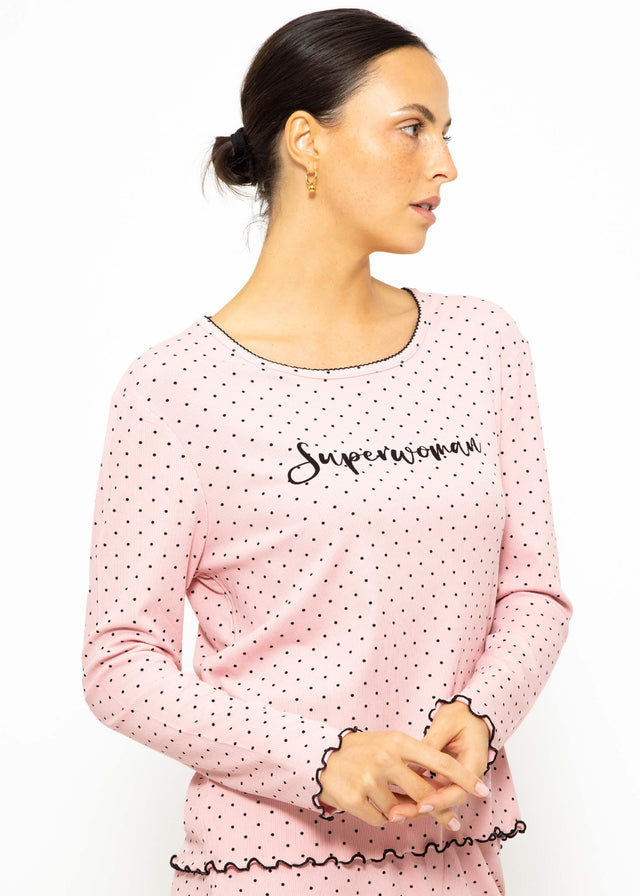 Polka dot pyjama top - rose