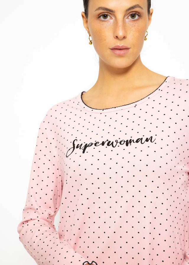 Polka dot pyjama top - rose