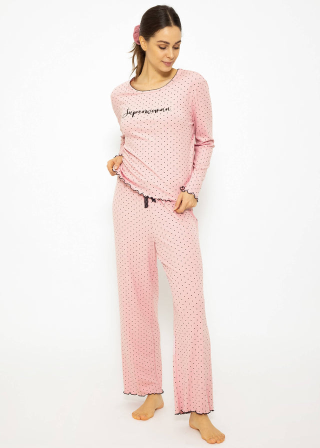Polka dot pyjama top - rose