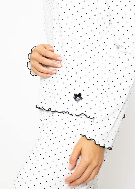 Polka dot pyjama top - white