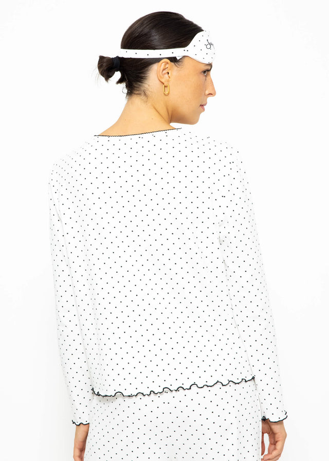 Polka dot pyjama top - white