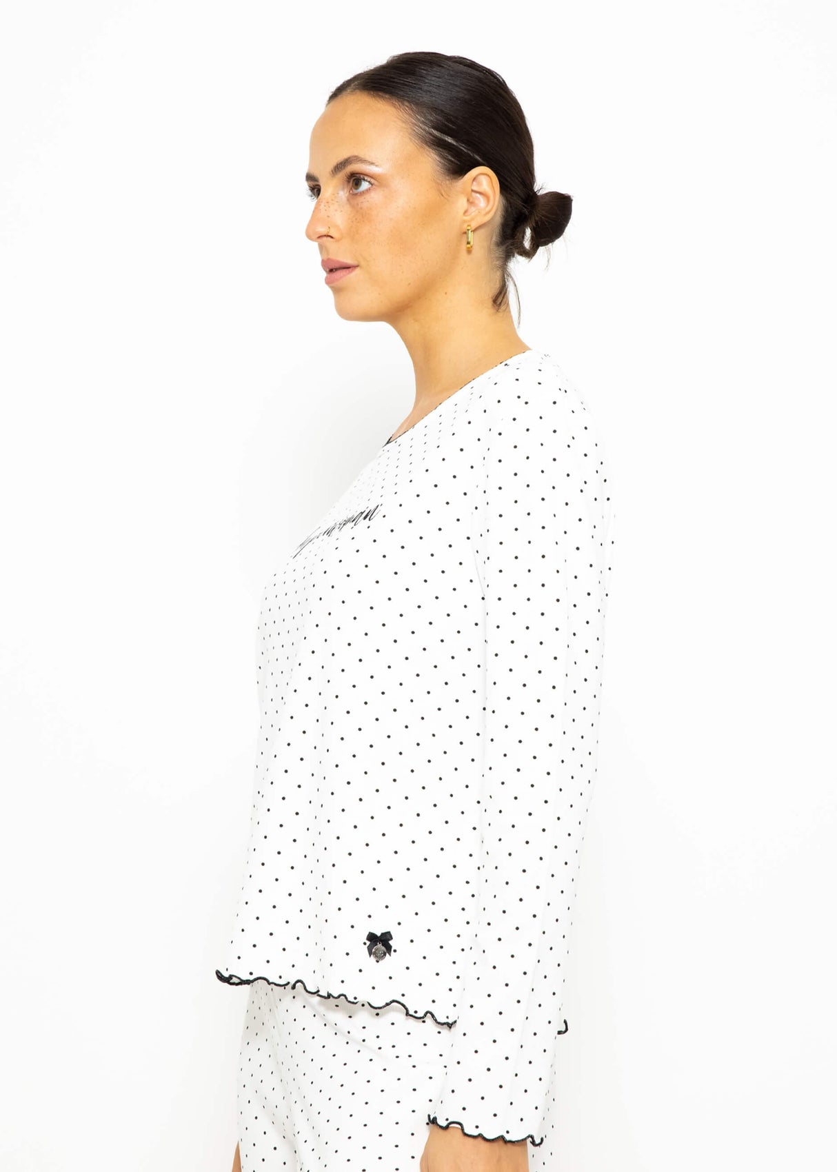 Schlafshirt mit Pünktchen - weiß
