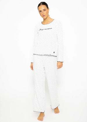Schlafshirt mit Pünktchen - weiß