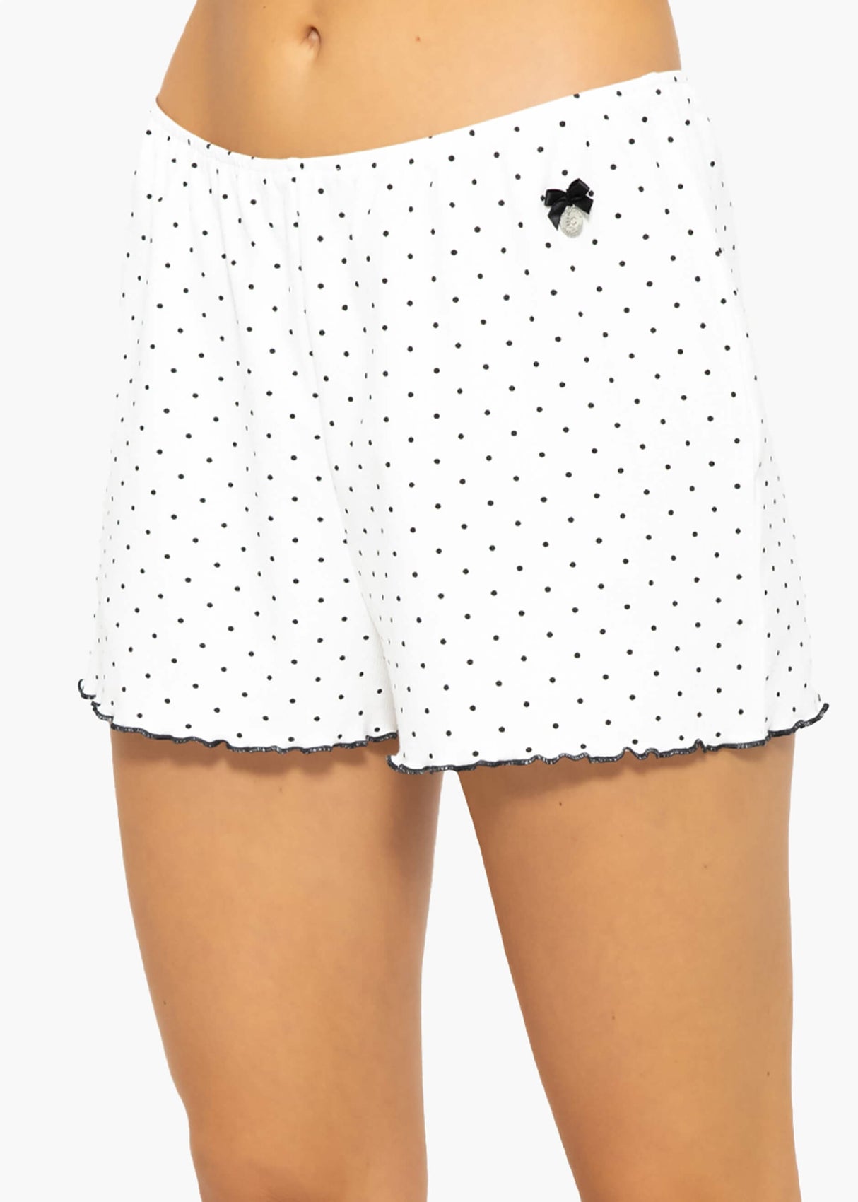 Schlafshorts mit Pünktchen - weiß
