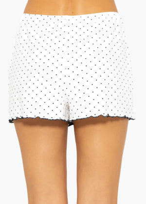 Schlafshorts mit Pünktchen - weiß