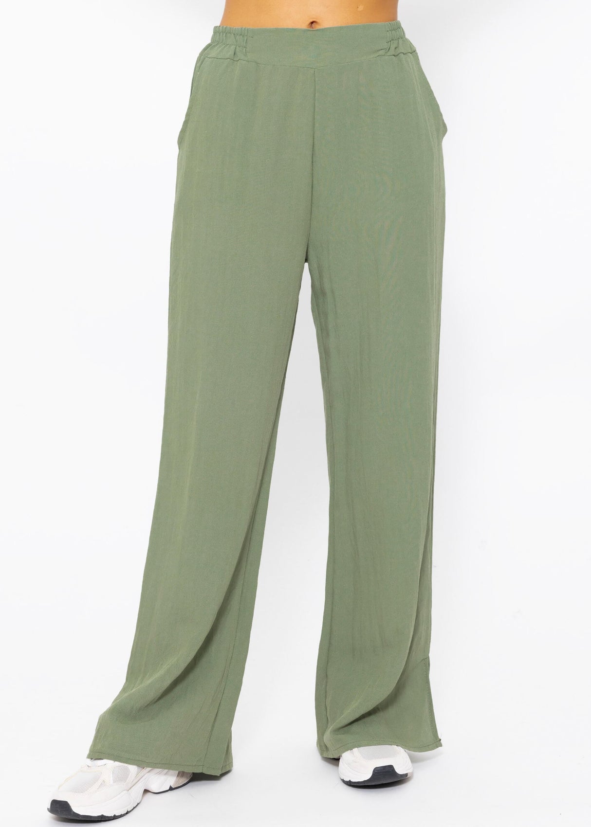 Schlupfhose in Viskose, khaki