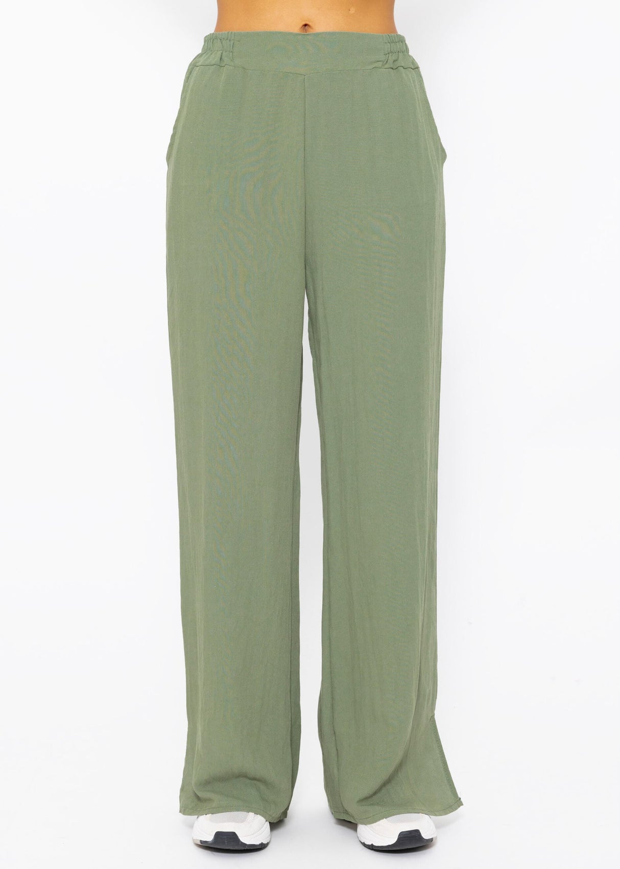 Schlupfhose in Viskose, khaki