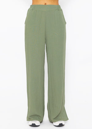 Schlupfhose in Viskose, khaki