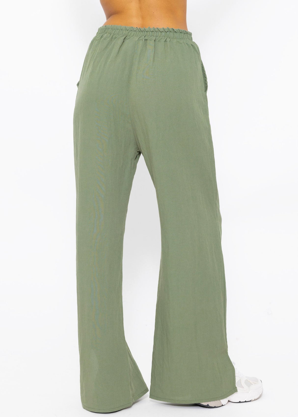 Schlupfhose in Viskose, khaki