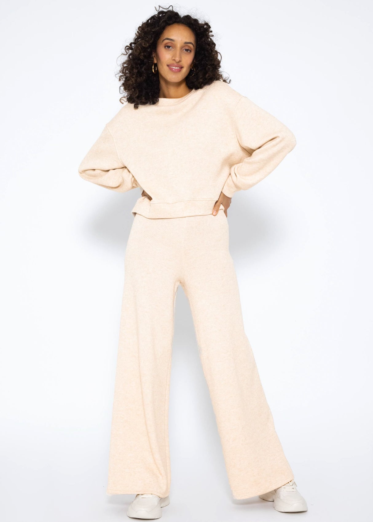 Super soft wide-leg pull-on trousers - beige
