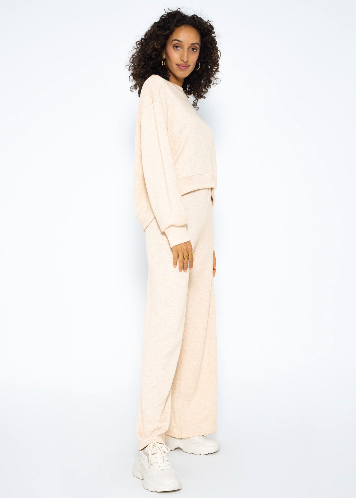 Super soft wide-leg pull-on trousers - beige