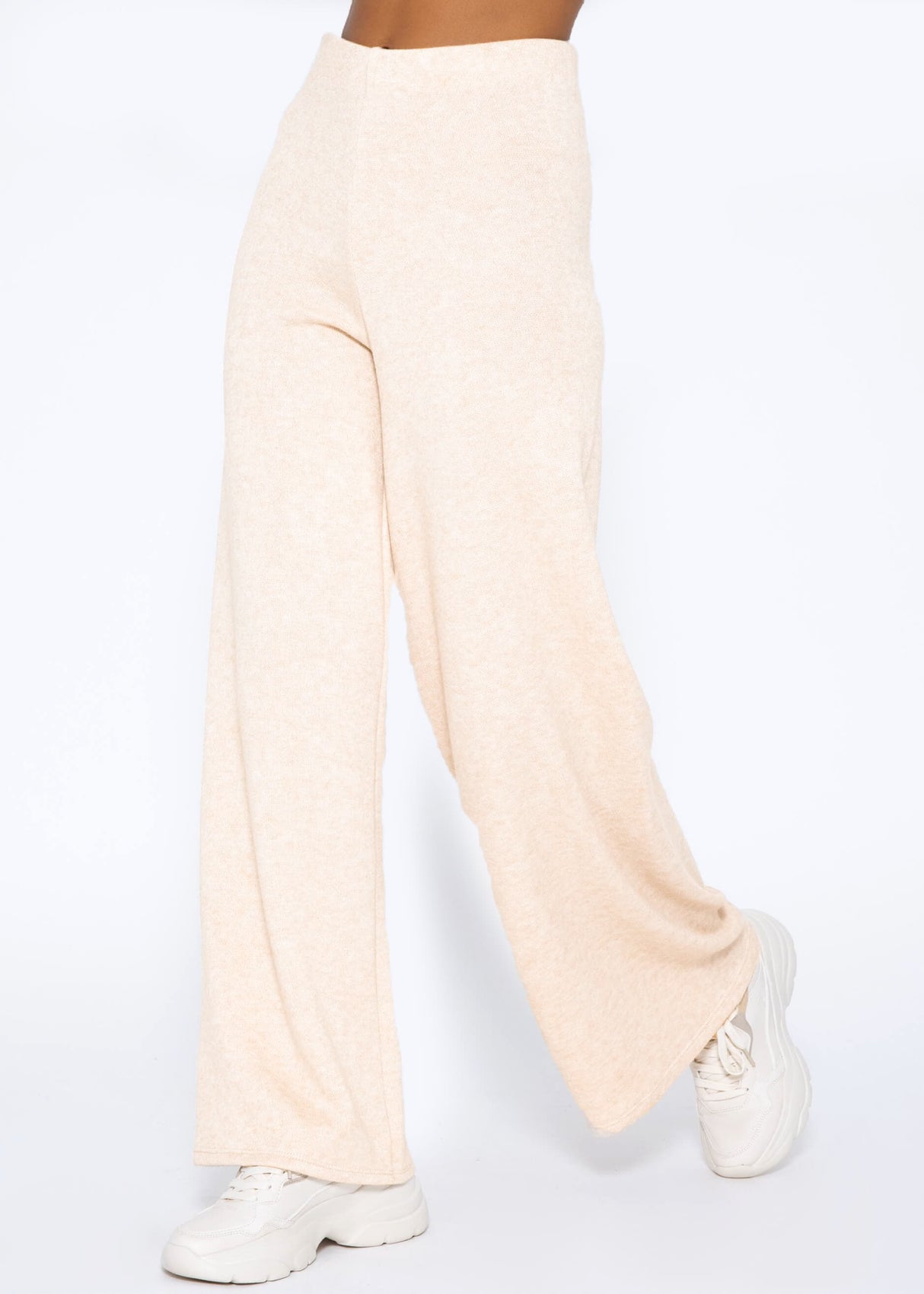 Super soft wide-leg pull-on trousers - beige