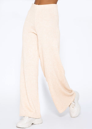 Super soft wide-leg pull-on trousers - beige