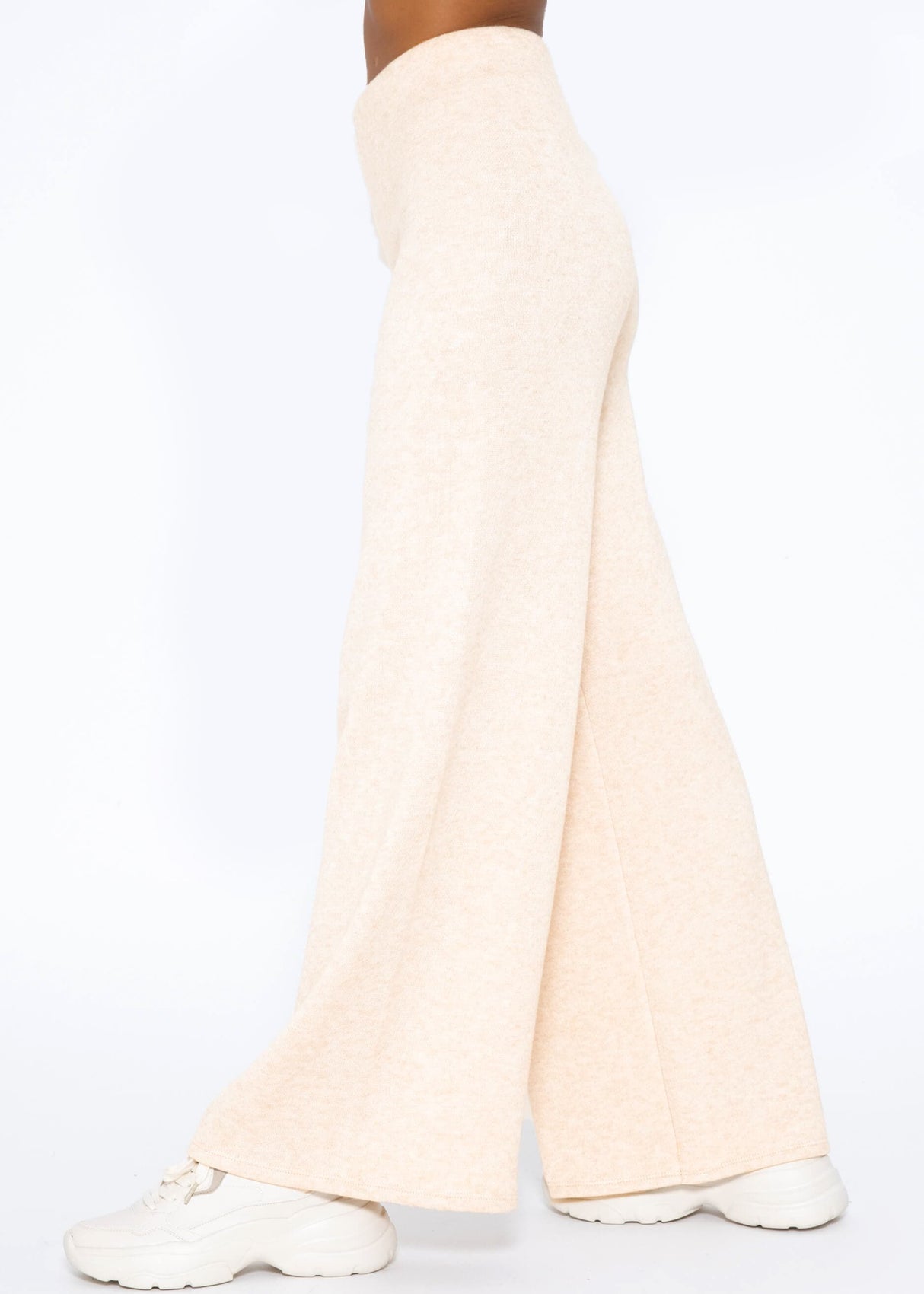 Super soft wide-leg pull-on trousers - beige