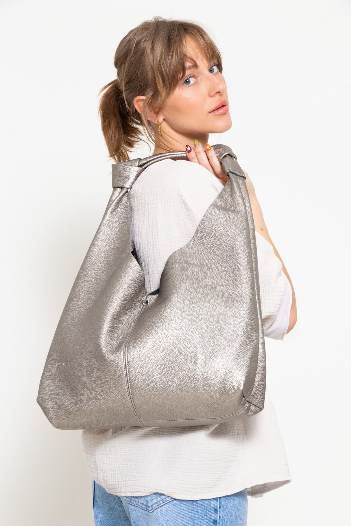 Shopper with knot detail - metallic