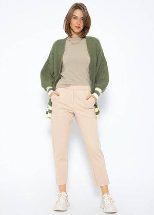 Soft knit cardigan with pockets - khaki-beige