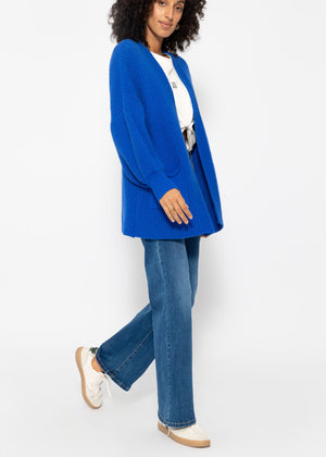 Soft knit cardigan with pockets - royal blue