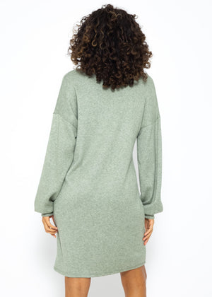 Super soft jersey dress in short - sage green